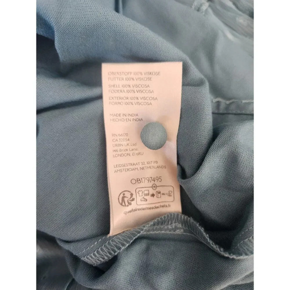 NWT By Anthropologie Long-Sleeve V-Neck Ruffled Tunic Dress Sz S TURQUOISE 9F410 - Picture 11 of 11